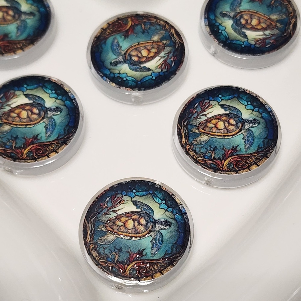 Sea Turtle Beads 2 Pcs Focal Bead Beaded Pen Jewelry Charms Acryic Crafts Beach